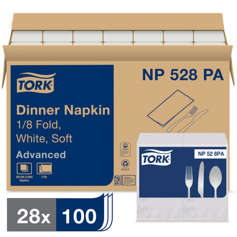 Napkin Dinner 15x17 White 2-ply 1/8 Fold