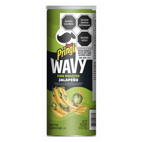 Pringles Wavy Fire Roasted Jalapeno Potato Crisps, 4.8 Ounce -- 8 per case.