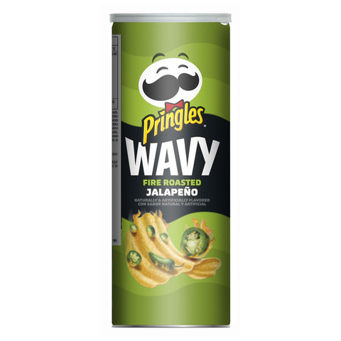 Pringles Wavy Fire Roasted Jalapeno Potato Crisps, 4.8 Ounce -- 8 per case.