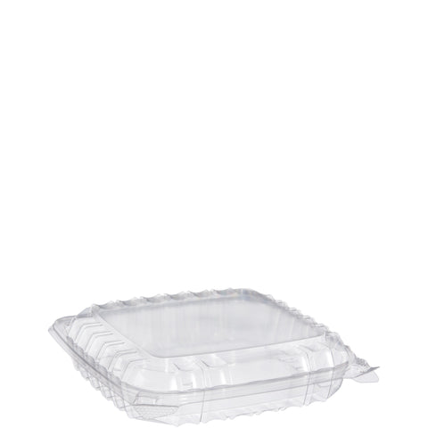 Dart Clear Square Medium OPS 1 Compartment Hinged Container, 8.3 x 8.3 x 2 inch -- 250 per case