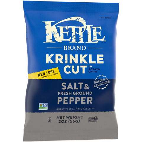 Kettle Krinkle Cut Salt and Fresh Ground Pepper Potato Chips - 2 oz. bag, 24 per case