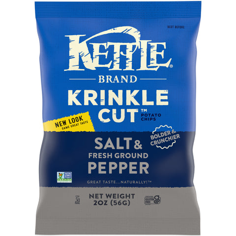 Kettle Krinkle Cut Salt and Fresh Ground Pepper Potato Chips - 2 oz. bag, 6 per case