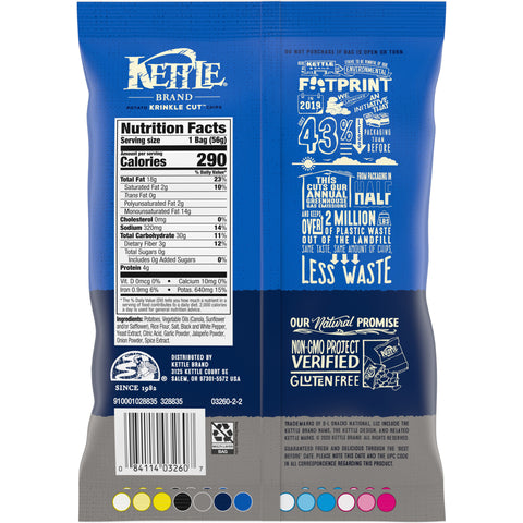 Kettle Krinkle Cut Salt and Fresh Ground Pepper Potato Chips - 2 oz. bag, 6 per case