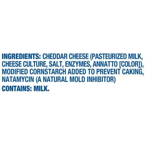 Kraft Zip Pak Natural Finely Shredded Sharp Cheddar Cheese, 8 Ounce -- 12 per case.