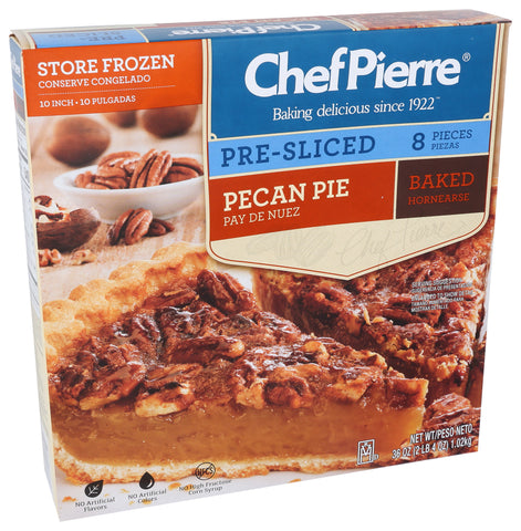 Sara Lee Chef Pierre Pre Sliced Pecan Pie, 8 inch Slice -- 6 per case.
