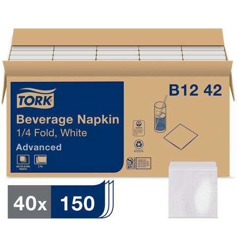 Tork Advanced NAPKIN BEVERAGE 9.3X9.3 WHITE 2 PLY
