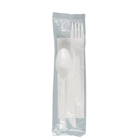 Solo® Regal™ CUTLERY KIT MEDIUM WEIGHT WHITE K-F-S NAPKIN 9X13