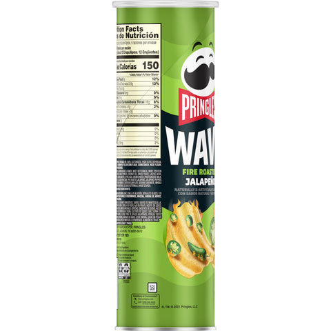 Pringles Wavy Fire Roasted Jalapeno Potato Crisps, 4.8 Ounce -- 8 per case.