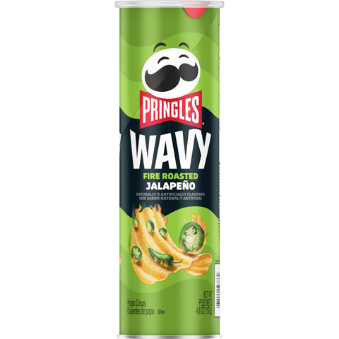 Pringles Wavy Fire Roasted Jalapeno Potato Crisps, 4.8 Ounce -- 8 per case.