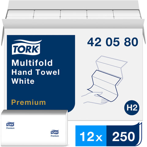 Essity Tork Soft Premium White Multifold Hand Towel, 9.125 x 9.5 inch -- 3000 per case