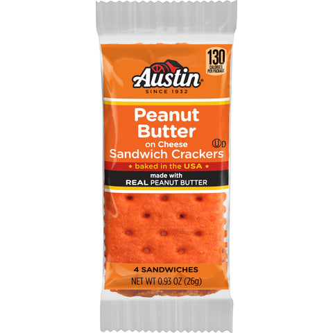 Austin Cheese Sandwich Cracker with Peanut Butter, 0.917 Ounce -- 144 per case.