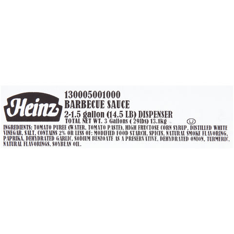 Heinz Barbecue Sauce Disposable Pack, 1.5 Gallon -- 2 Case
