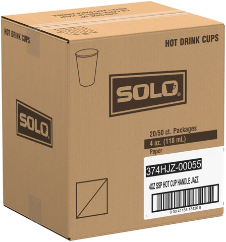 Solo Jazz® CUP PAPER HOT SINGLE POLY W/ HANDLE 4 OZ