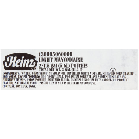Heinz Light Mayonnaise, 1.5 Gallon -- 2 per case.