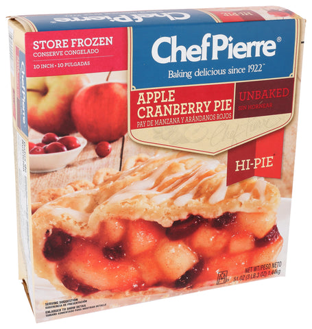 Sara Lee Chef Pierre Unbaked Apple Cranberry Pie, 10 inch -- 6 per case.