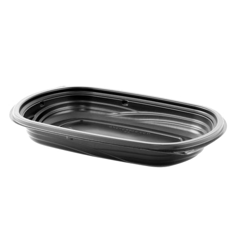 Anchor Packaging MicroRaves Wave Polypropylene Black Rectangular Entree Container, 16 Ounce Capacity -- 252 per case