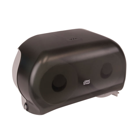 Tork Plastic Smoke Twin Standard Roll Bath Tissue Dispenser, 12.75 x 5.57 x 8.25 inch