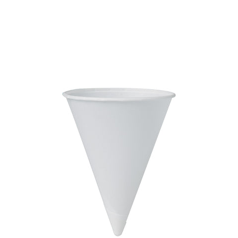 SOLO Cup Company Cone Water Cups, Cold, Paper, 4oz, White, 200/Bag, 25 Bags/Carton