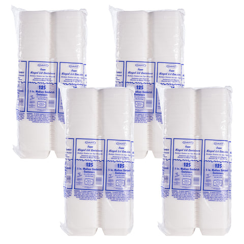 Container Sandwich White Foam Hinged Lid 5.1x5.4x2.9