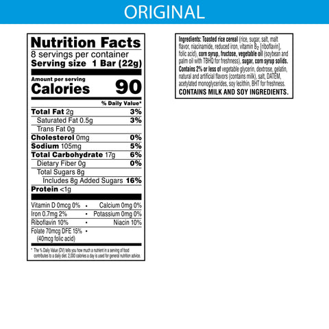 Kelloggs Rice Krispies Treats Original Snack Bar, 0.78 Ounce -- 96 per case