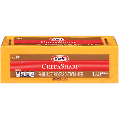 Kraft Regular Sharp Cheddar Sliced Cheese, 5 Pound -- 4 per case.