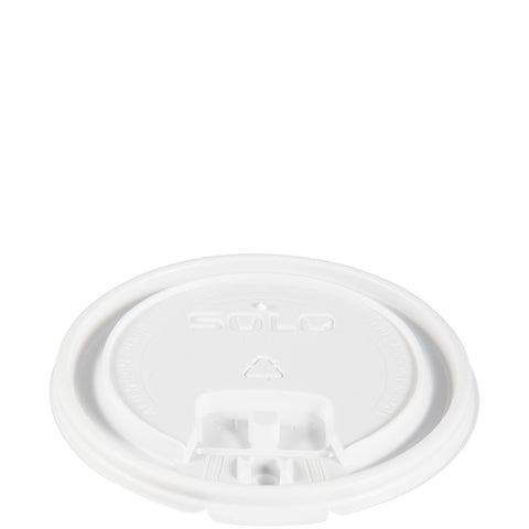 Solo White Liftback and Lock Tab Lid Only - Polystyrene, 10 to 24 Ounce -- 1000 per case.