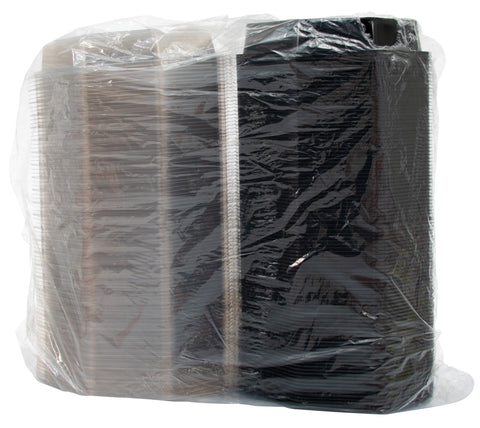 Creative Carryouts® CONTAINER PLASTIC OCTAVIEW HINGED BLACK/CLEAR 9