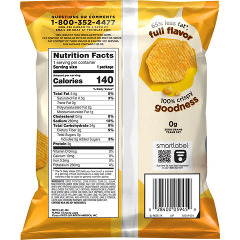 Ruffles Baked Cheddar and Sour Cream Potato Crisp, 1.125 Ounce -- 64 per case.