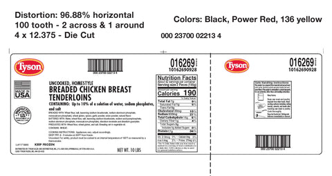 Tyson® CHICKEN TENDERLOIN BREADED HOMESTYLE 10162690928
