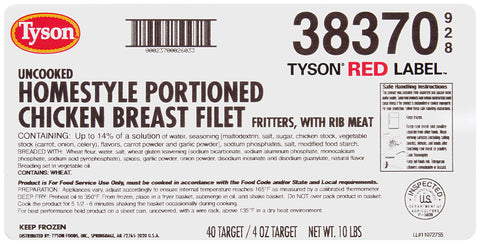 Chicken Breast Fillet Breaded Homestyle Select Cut Rtc 4 Oz 38370-0928