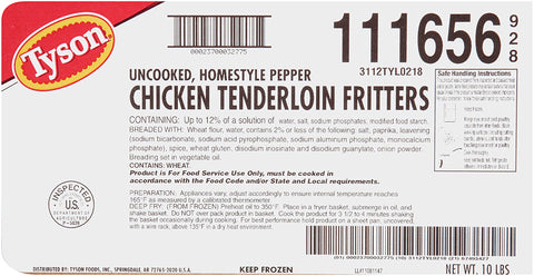 Tyson Select Cut Homestyle Pepper Tenderloin Fritter, 5 Pound -- 2 per case.