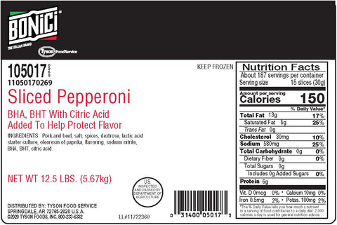 Bonici® PEPPERONI SLICED 14/OZ 11050170269