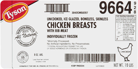 Tyson® CHICKEN BREAST BONELESS SKINLESS WHOLE IF 8 OZ 10096640928