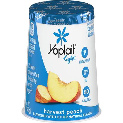 Yoplait Light Harvest Peach Yogurt, 6 Ounce -- 12 per case.