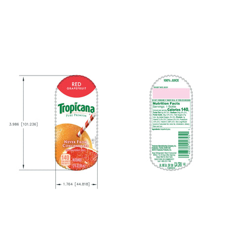Tropicana Pure Premium JUICE GRAPEFRUIT RUBY SINGLE SERVE PLASTIC BOTTLE REFRIGERATED
