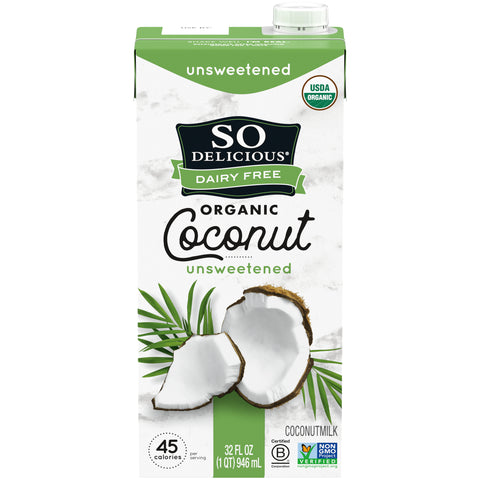 So Delicious Organic Unsweetened Coconut Milk Beverage, 32 Fluid Ounce -- 12 per case