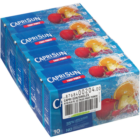 Kraft Capri Sun Fruit Punch Flavored Juice Drink Blend, 6 Ounce - 10 per pack -- 4 packs per case.
