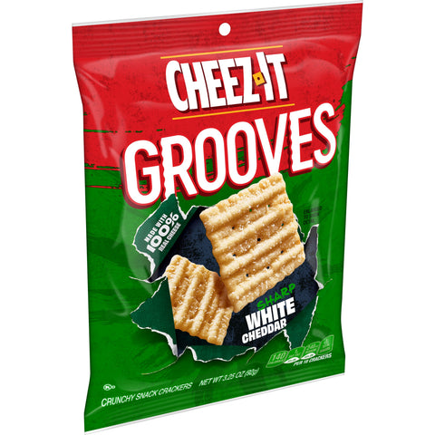 Cheez It Grooves Sharp White Cheddar Crispy Cracker, 3.25 Ounce -- 6 per case.