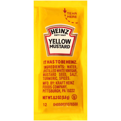Heinz Single Serve Mustard Packet, 0.2 Ounce -- 1000 per case