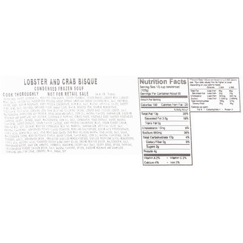 Chef Francisco® SOUP LOBSTER CRAB BISQUE (M) 166340/78001241