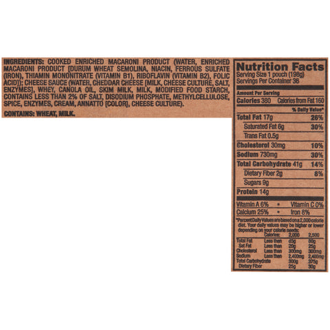 Entree Macaroni & Cheese White Cheddar