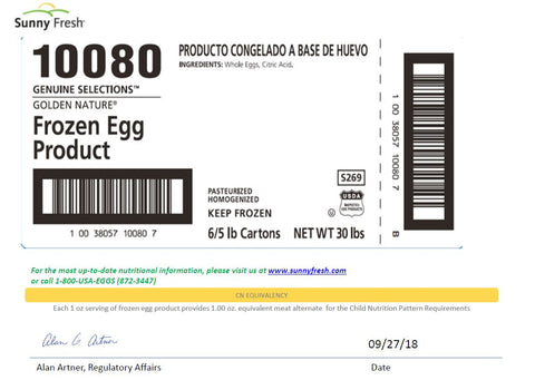Sunny Fresh™ EGG LIQUID WHOLE EGG W/ CITRIC ACID FROZEN
