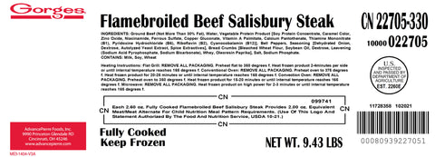 Beef Salisbury Steak Charbroiled Fc 3 Oz 22705-330