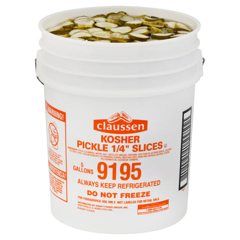 Claussen Kosher Smooth 1/4 Inch Cut Pickle Chips, 5 Gallons