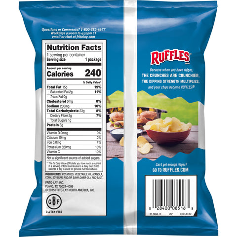 Ruffles Regular Original Potato Chips, 1.5 Ounce -- 64 per case