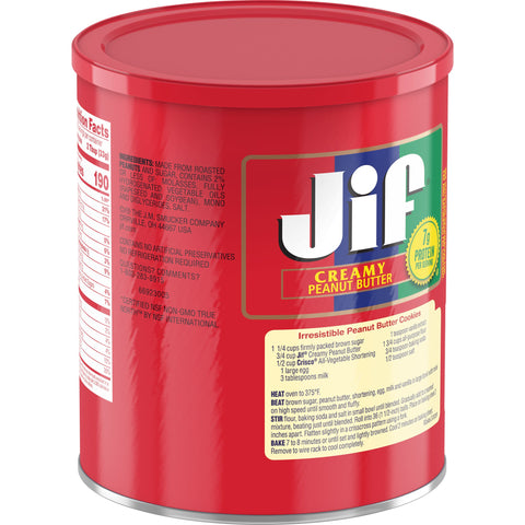 Jif Creamy Peanut Butter, 4 Pound -- 6 per case.