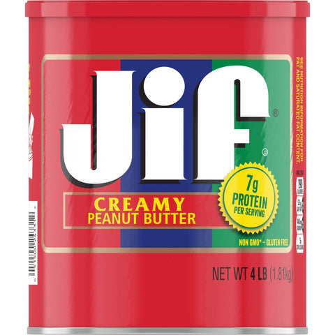 Jif Creamy Peanut Butter, 4 Pound -- 6 per case.