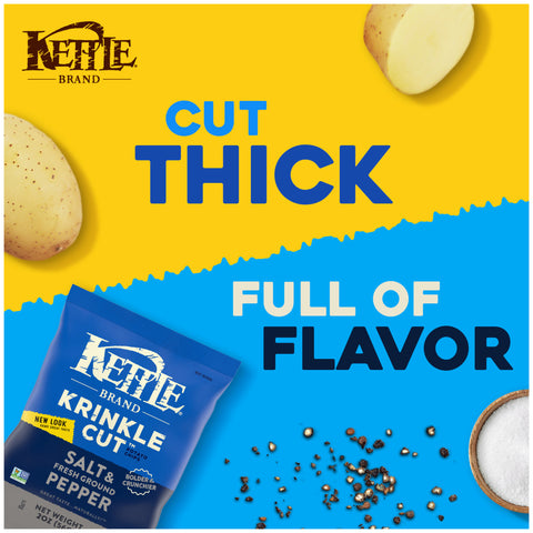 Kettle Krinkle Cut Salt and Fresh Ground Pepper Potato Chips - 2 oz. bag, 24 per case
