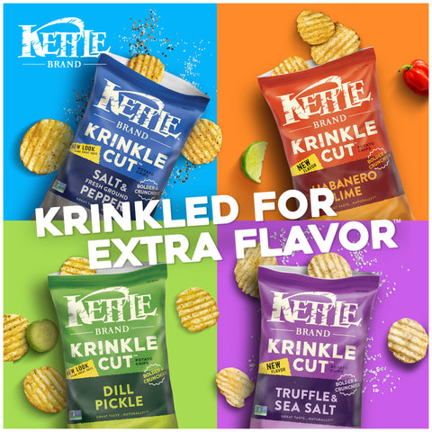 Kettle Krinkle Cut Salt and Fresh Ground Pepper Potato Chips - 2 oz. bag, 24 per case