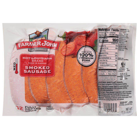 Farmer John SAUSAGE SMOKED LOUISIANA HOT 4:LB